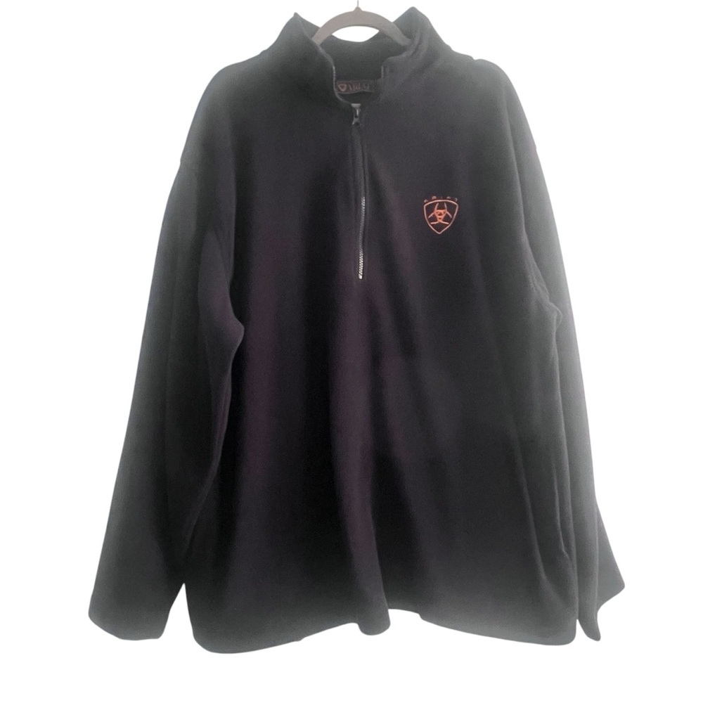Ariat 1/4 Zip Sweater Mens XXL and M‎ Black Pullover Logo Fleece Pockets
